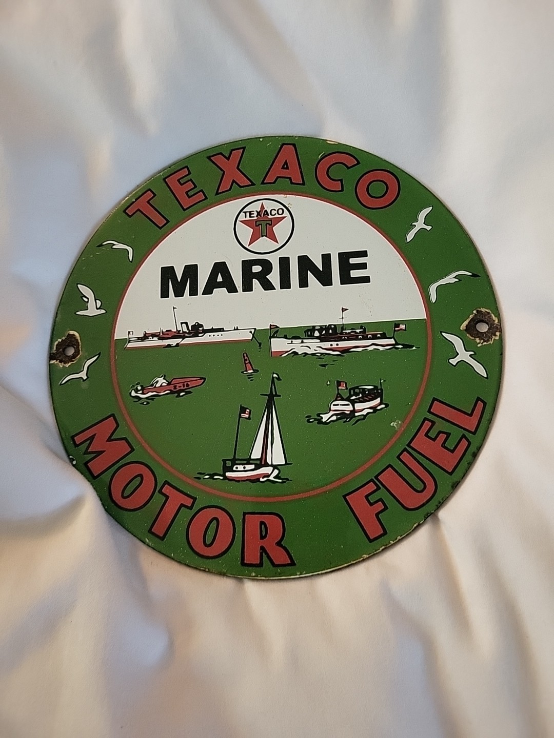 Texaco Marine Motor Fuel Vintage Metal Sign