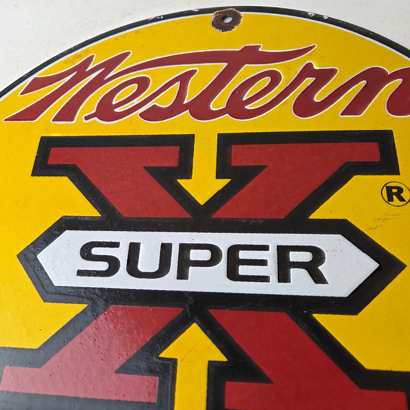 Vintage Western Ammo Firearms Sign – 22 Super X Gun Shop Porcelain Gas Pump Sign