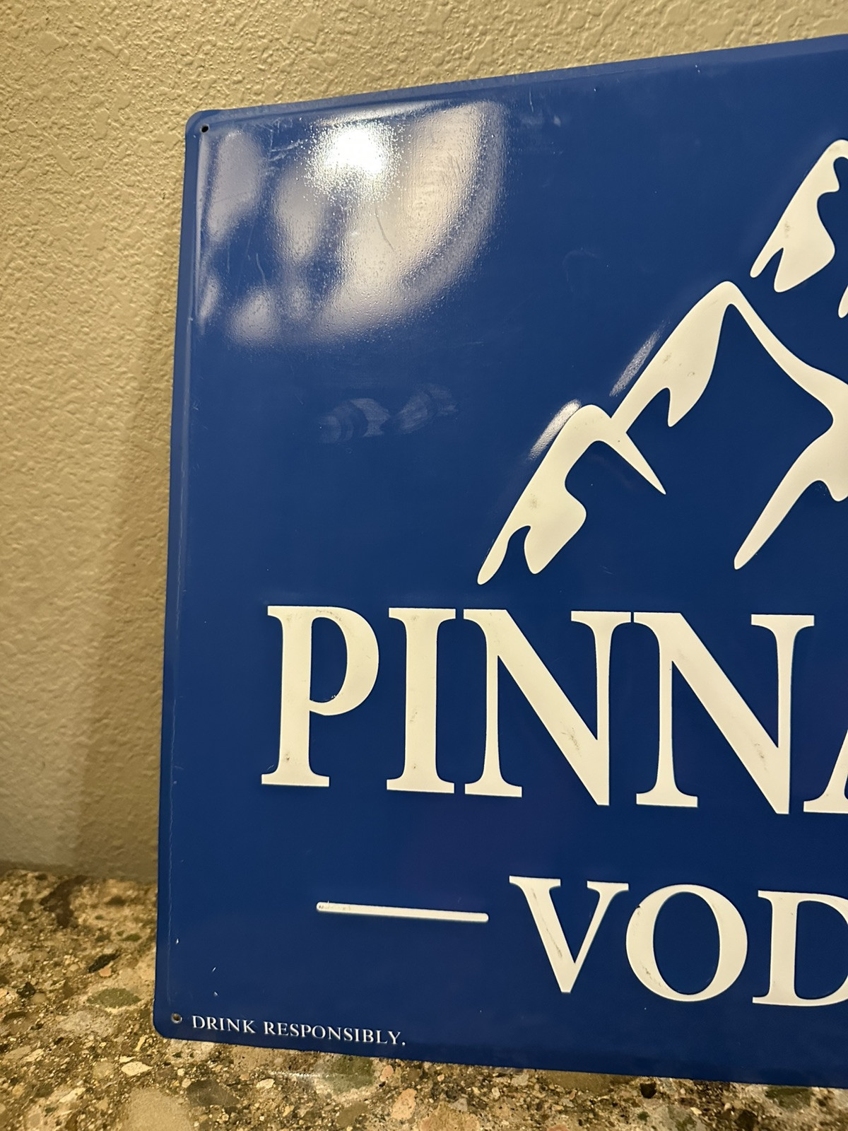 Pinnacle Vodka Blue White Sign 17.5″x 13.5″ Embossed Bar Man Cave Garage