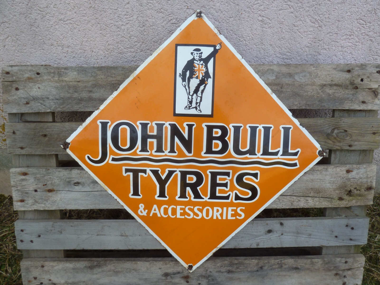 JOHN BULL TYRES porcelain sign 33.5″ advertising vintage tires garage Hot Rod US