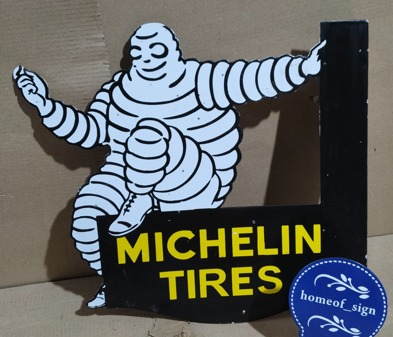 Michelin Tires Porcelain Enamel Sign 22 x 18.5 Inches 2 Sides