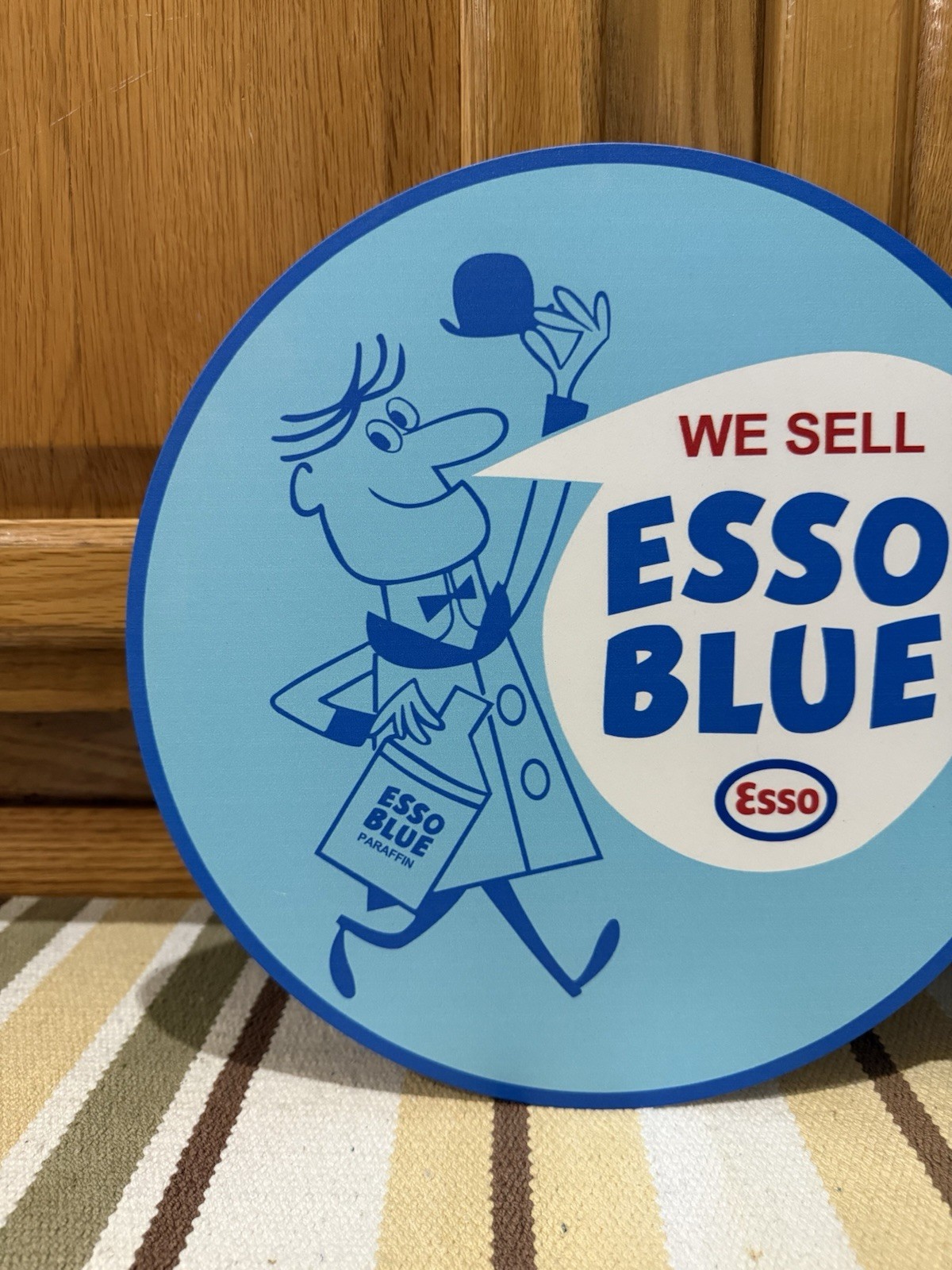 Esso Blue Flange Sign We Sell Sold Here Gas Oil Garage Vintage Style Wall Decor