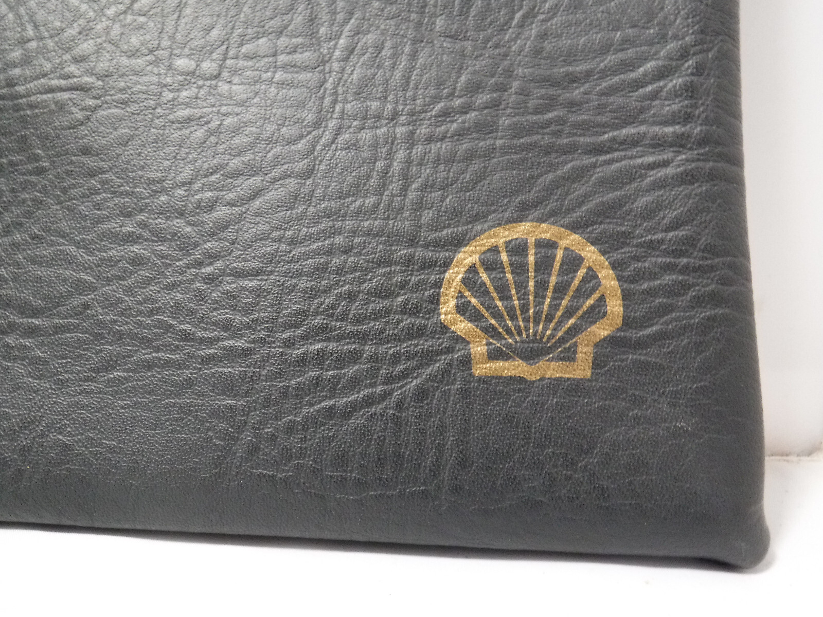 GA11 VTG Zip Top Black Faux Leather Shell Gasoline Gas Station Document Bag