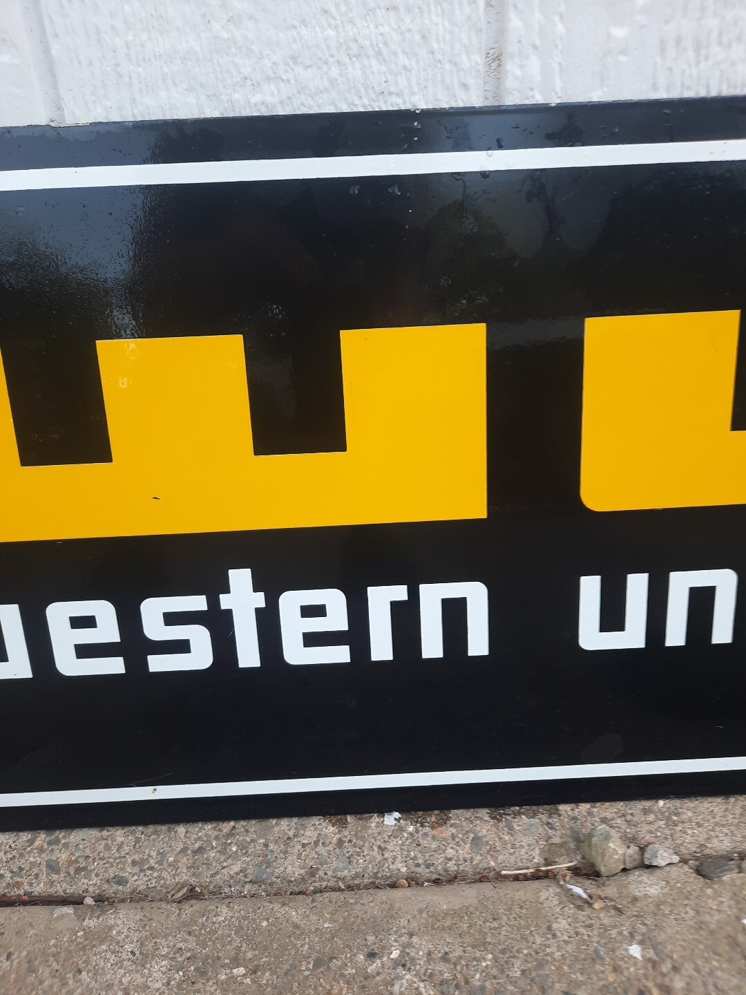 AUTHENTIC & ORIGINAL WESTERN UNION 30 X 15 INCH DOUBLE SIDED PORCELAIN SIGN
