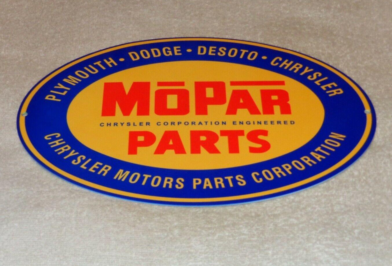 VINTAGE MOPAR PARTS CHRYSLER DODGE PLYMOUTH 1′ METAL CAR TRUCK GASOLINE OIL SIGN