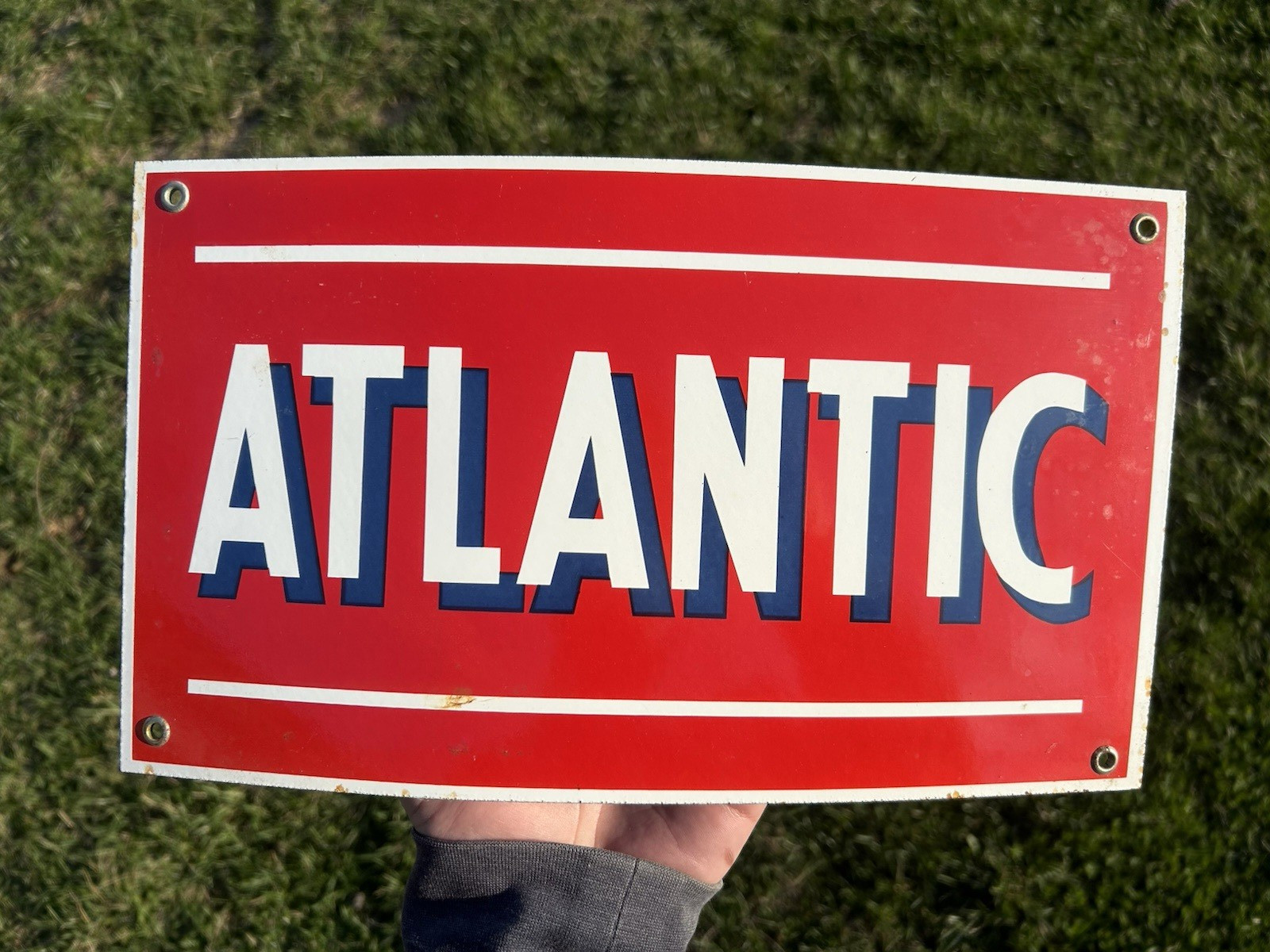 Atlantic Gasoline Porcelain Pump Plate Sign
