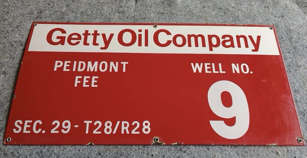 Vintage Porcelain Sign – Getty Oil Company Oil Field Lease Sign 12”X 24”