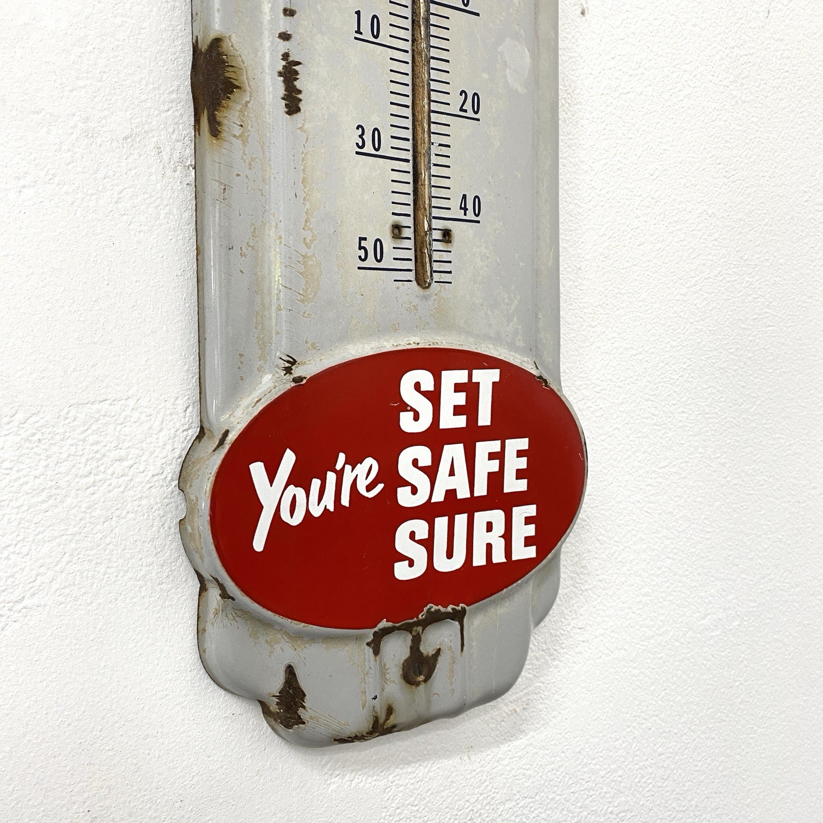 Vintage Porcelain Prestone Anti-Freeze Metal Thermometer 36-Inch
