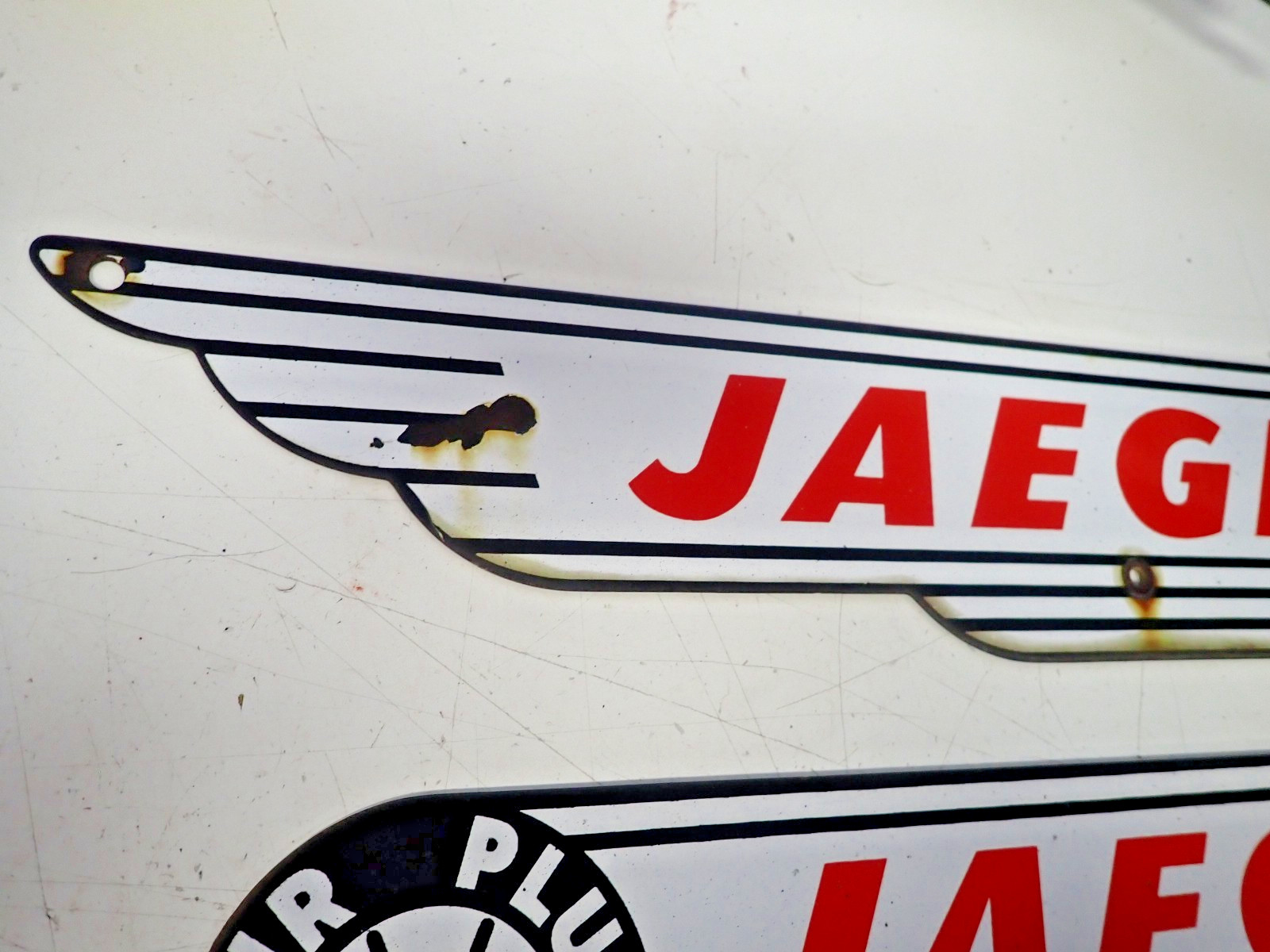 2 – 1930s 1940s 1950s Porcelain ” Jaeger Air Plus Roto ” Signs Art Deco Vintage