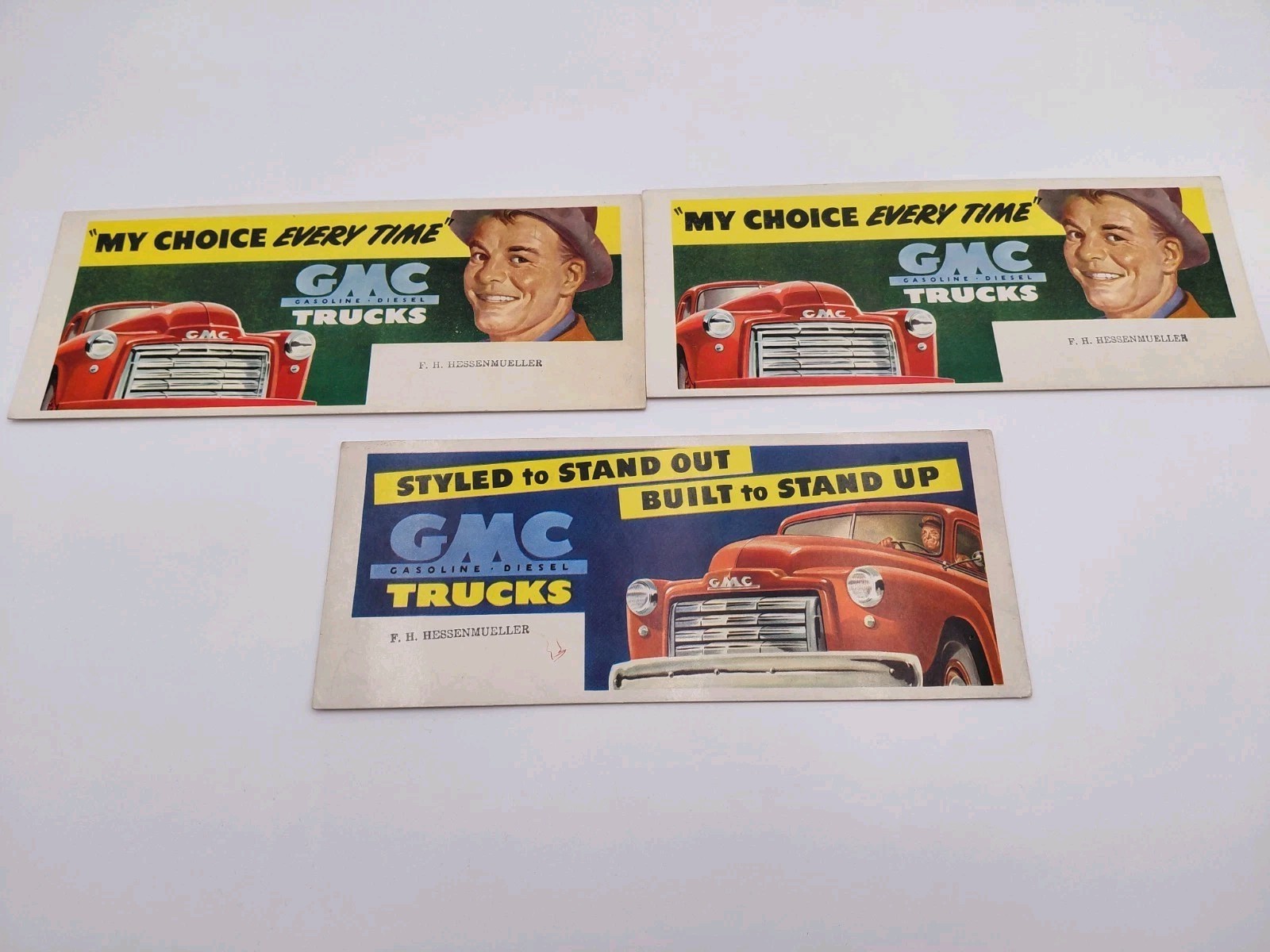 Lot Of 3 Vintage GMC Gasoline & Diesel Trucks Advertising 1950’s Ink Blotters