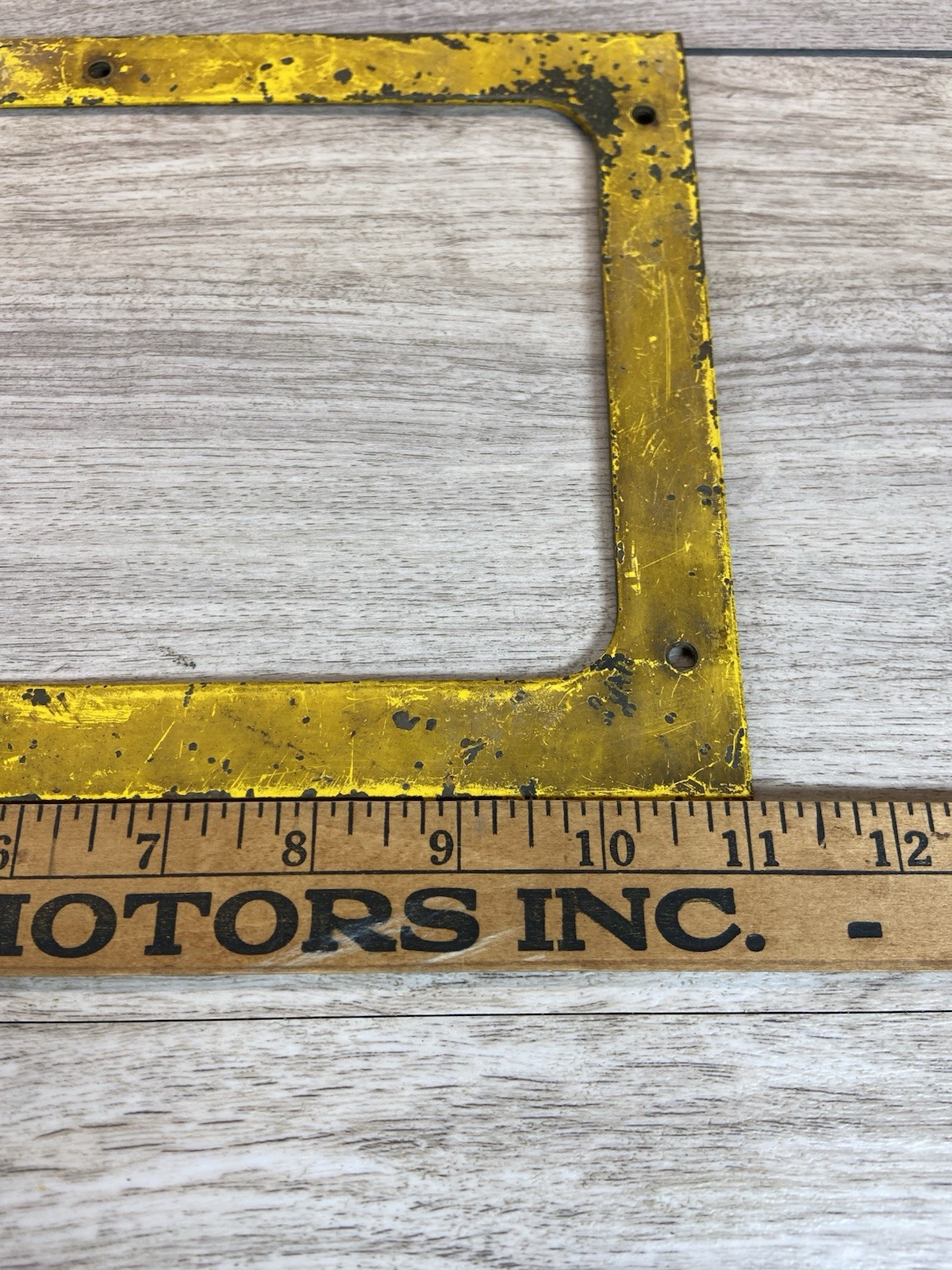 Vintage Industrial Yellow Metal Machine Frame Gas Station Pump Bezel Decor 11×7