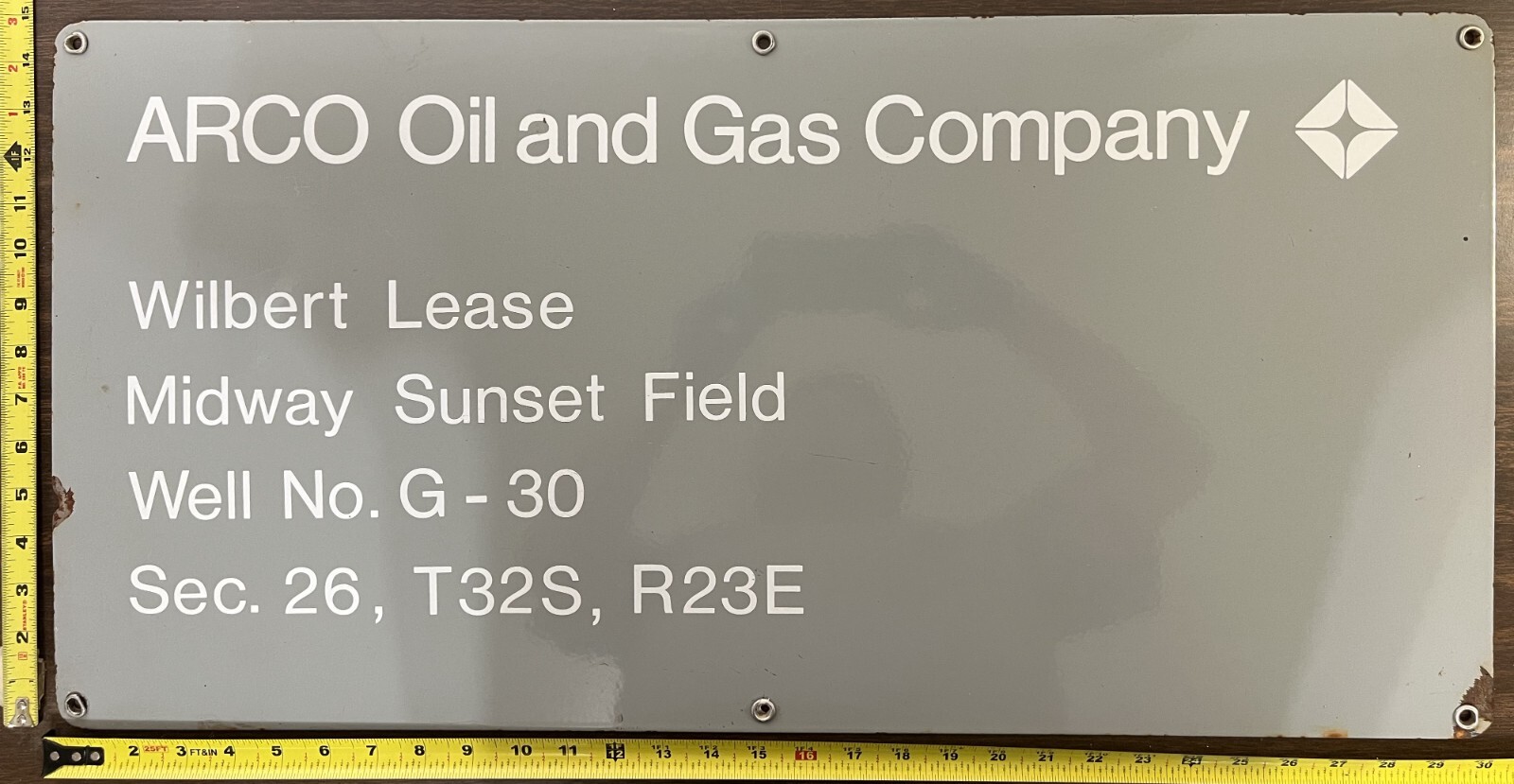 Vintage Porcelain Oil Field Sign – ARCO Oil and Gas Co, Wilbert Lease