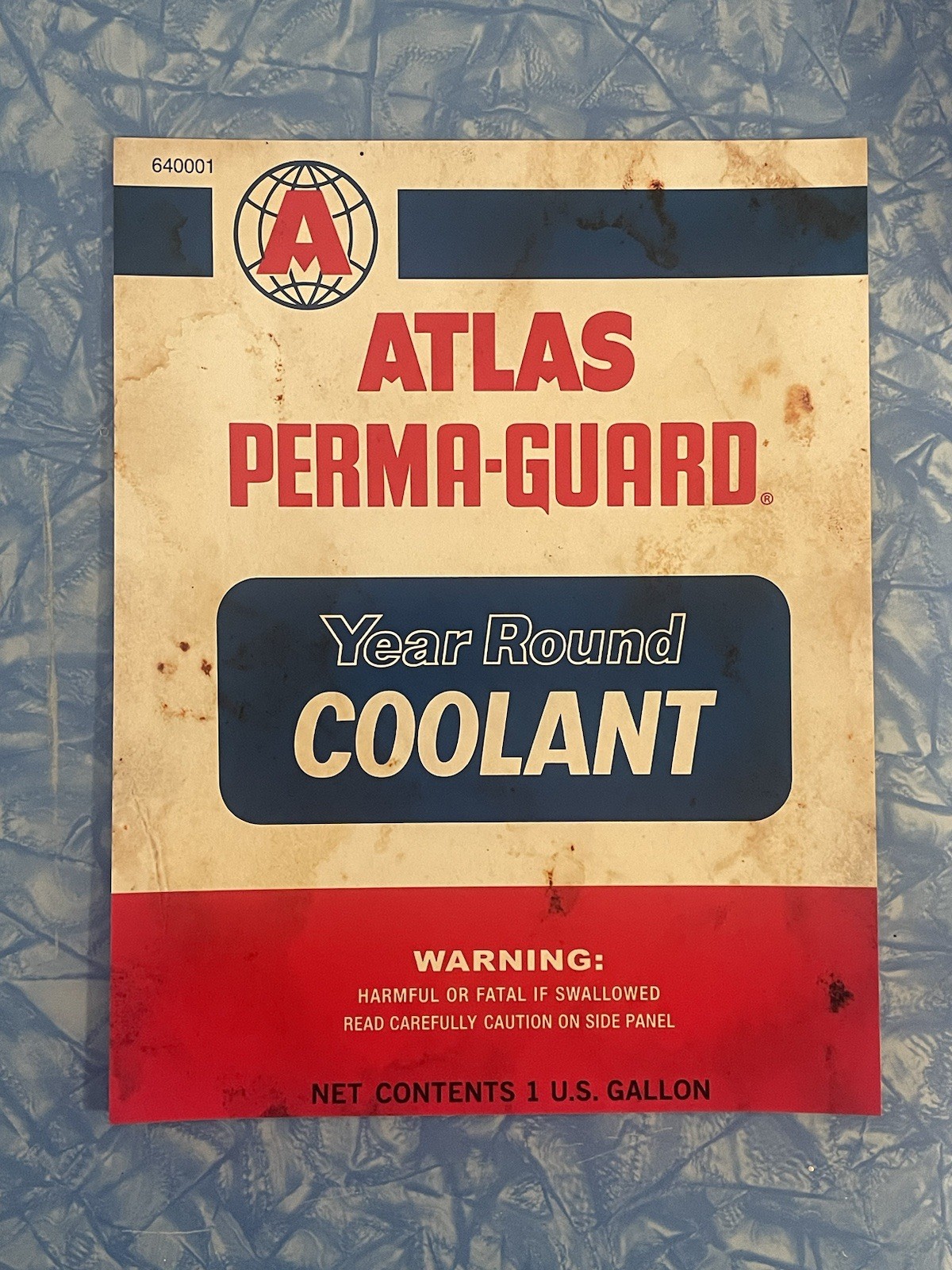 Atlas Perma-Guard Coolant Poster REPRINT 8.5×11 Vintage Ad Sign Gas Quart Gallon
