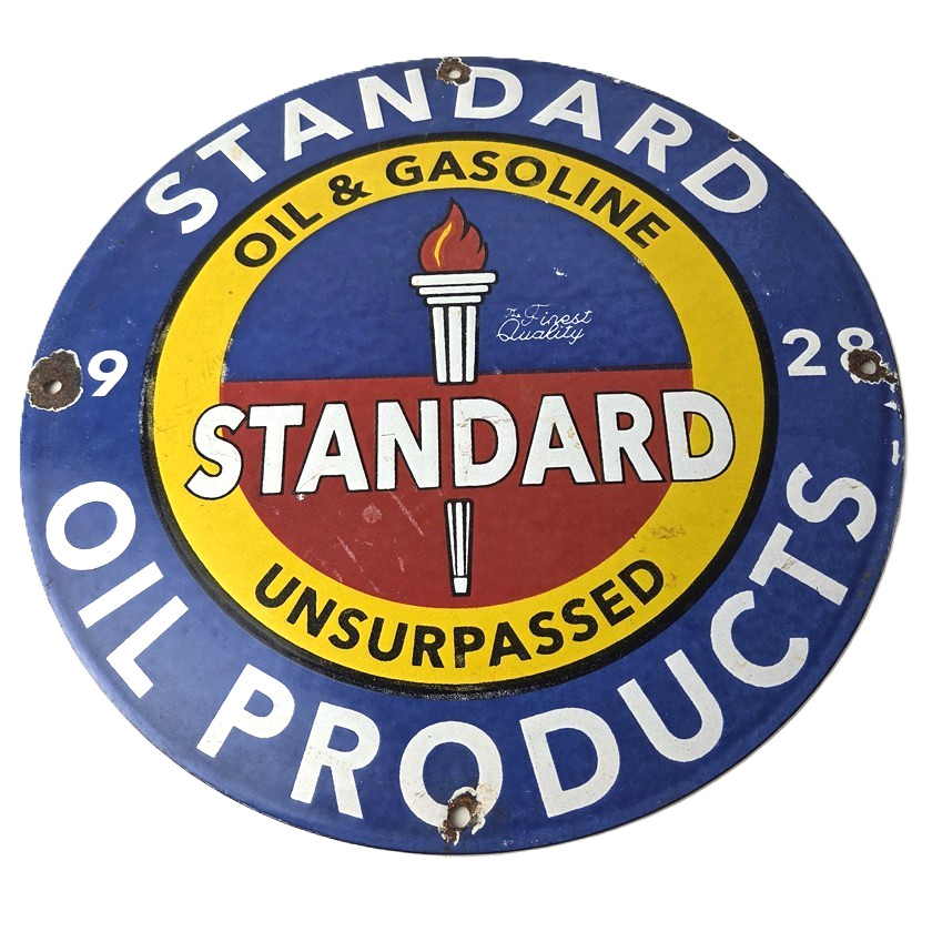 Vintage Standard Oil Company Sign – Gas Motor Oil Pump Plate Porcelain Sign
