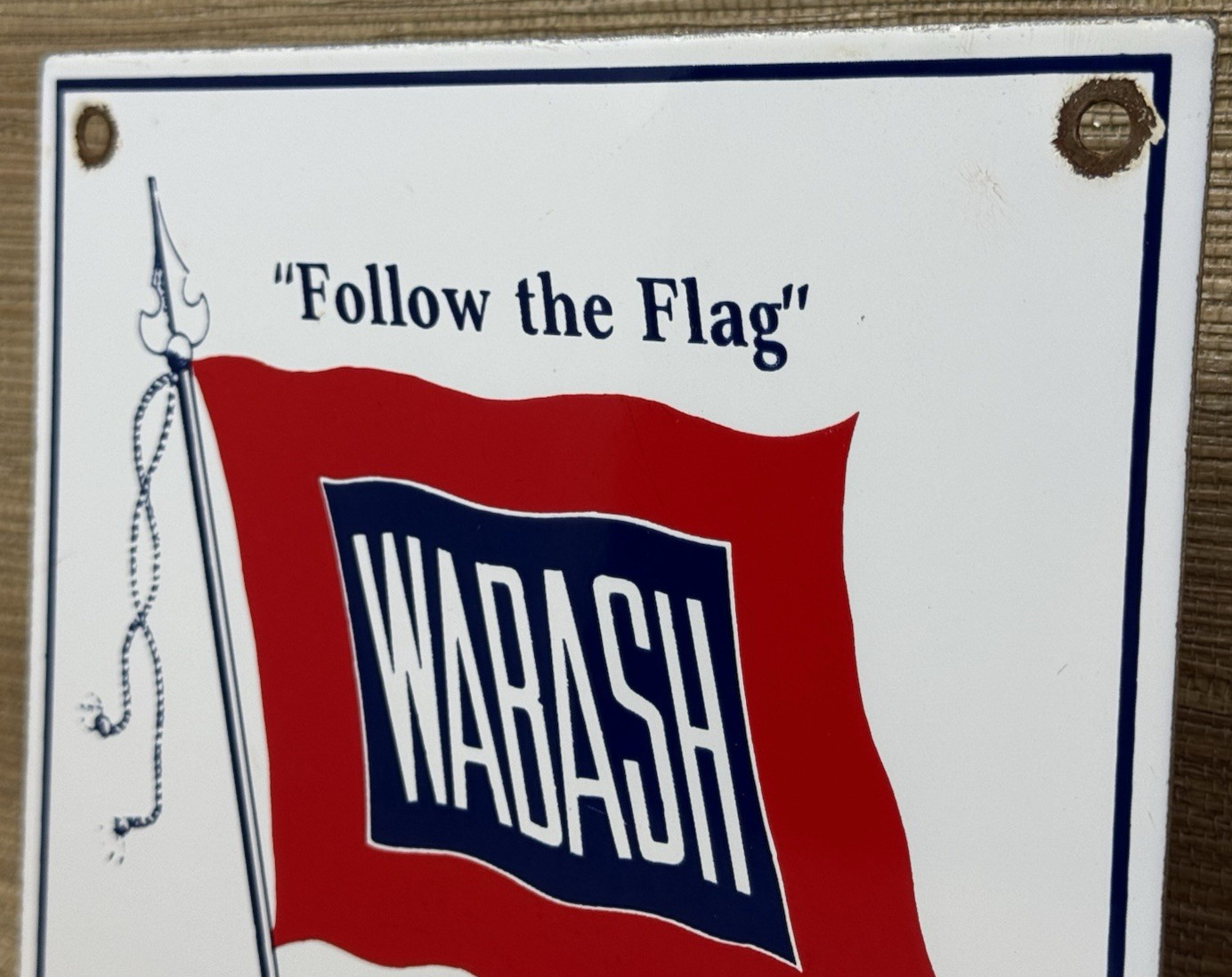VINTAGE WABASH RAILROAD PORCELAIN SIGN TRAIN STATION GAS OIL NORTHERN OIHO