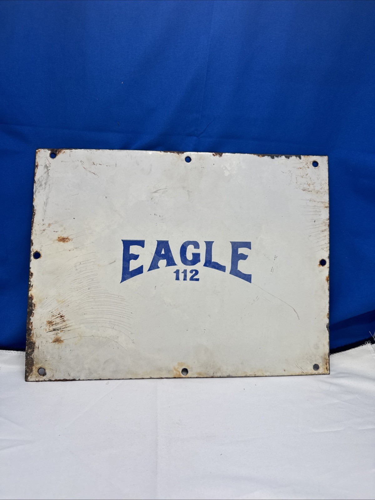 Porcelain Eagle 112 Small Pump Plate Sized Sign Advertising B3A