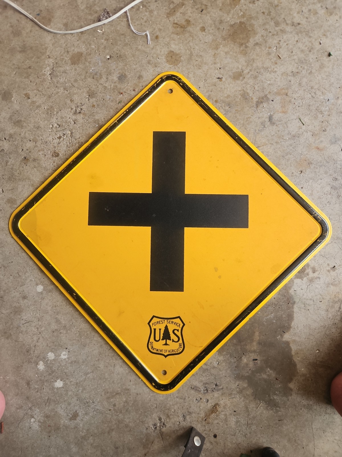 VTG US Forest Service Warning CROSSROAD INTERSECTION Road Sign USFS Original