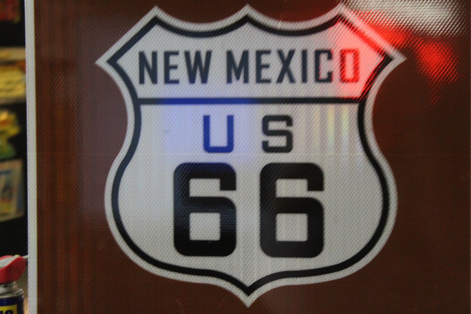 SCARCE 30″ NEW MEXICO US ROUTE 66 HIGHWAY METAL SIGN HISTORIC ROAD GAS OIL COKE