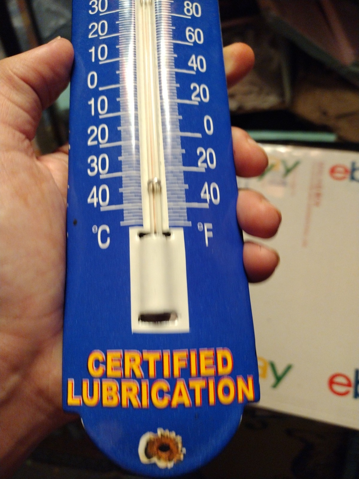 Vintage Golden Fleece Sign – Service Pump Ad Sign on Porcelain Thermometer