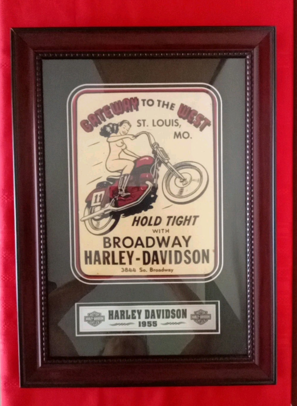 VTG Harley Davidson Motorcycles Sign – Gateway West-Broadway Add Wood Frame 1955