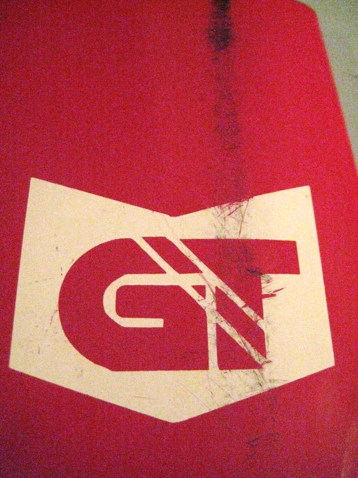 GENERAL GT TIRE RACK GAS OIL ENAMEL STATION ADVERTISING SIGN 1950s 19″ x 9 1/2″