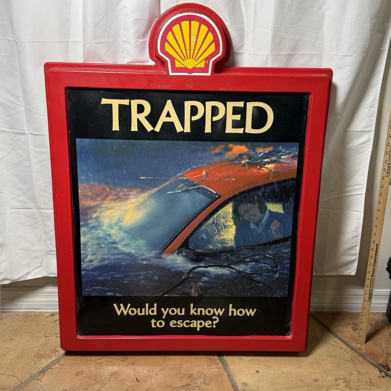 LARGE Shell Gasoline Gas Station Sign Mancave Garage Vintage Awareness Display