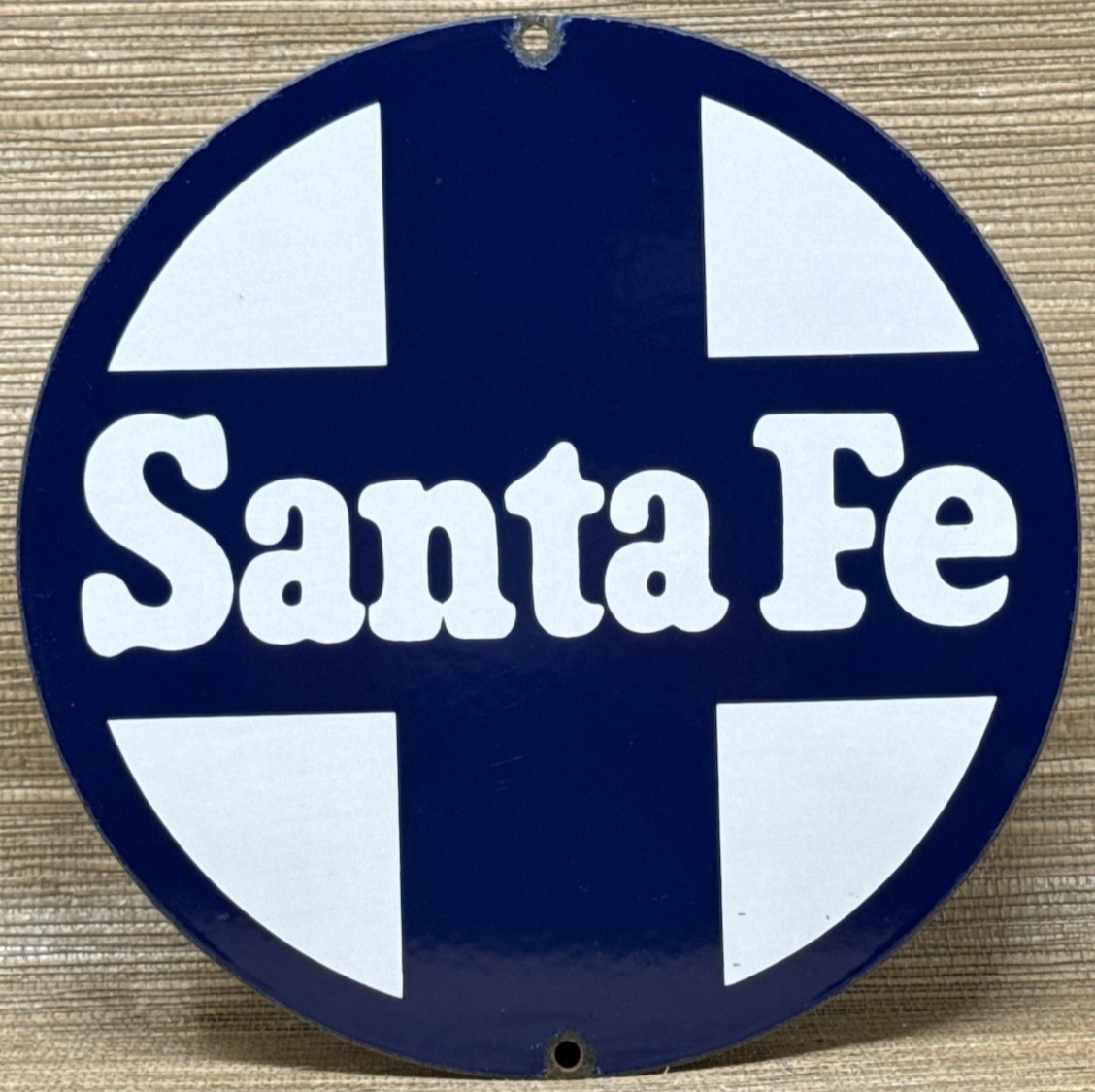 VINTAGE SANTA FE CHIEF PORCELAIN SIGN TRAIN STATION FREIGHT RAIL ROAD GAS OIL