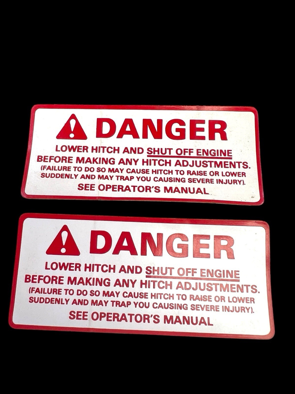Vintage DANGER Equipment Safety Warning Decals Stickers Tractor Hitch Lot of 4