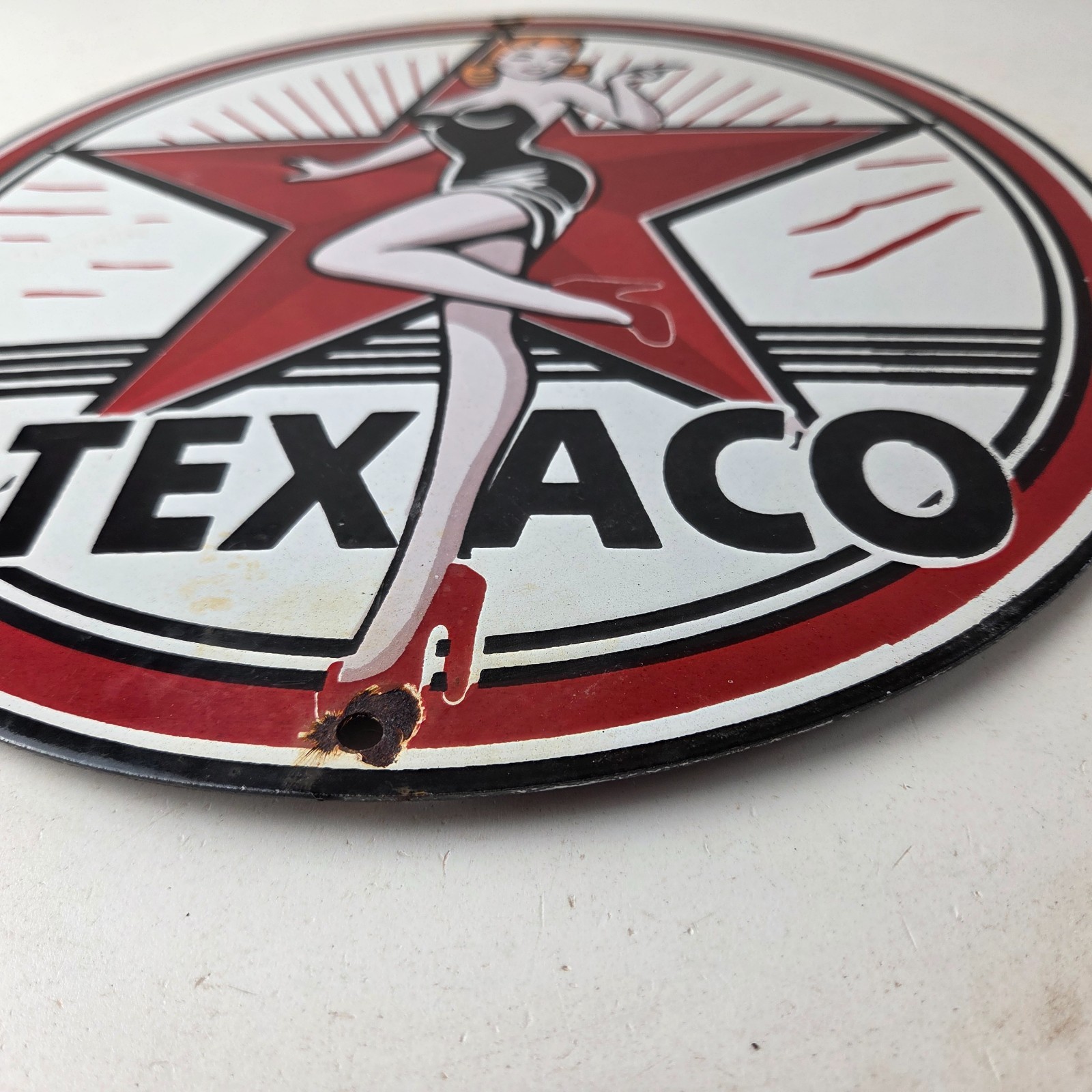 Vintage Texaco Gasoline Sign – Gas Service Station Pump Porcelain Sign