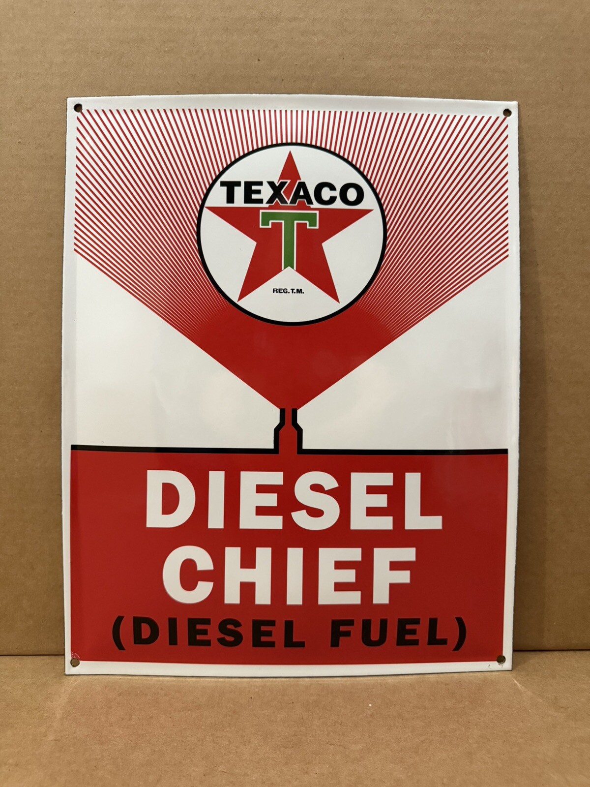 Vintage Porcelain Texaco Diesel Chief Motor Oil Sign Garage Wall Decor Gas Parts