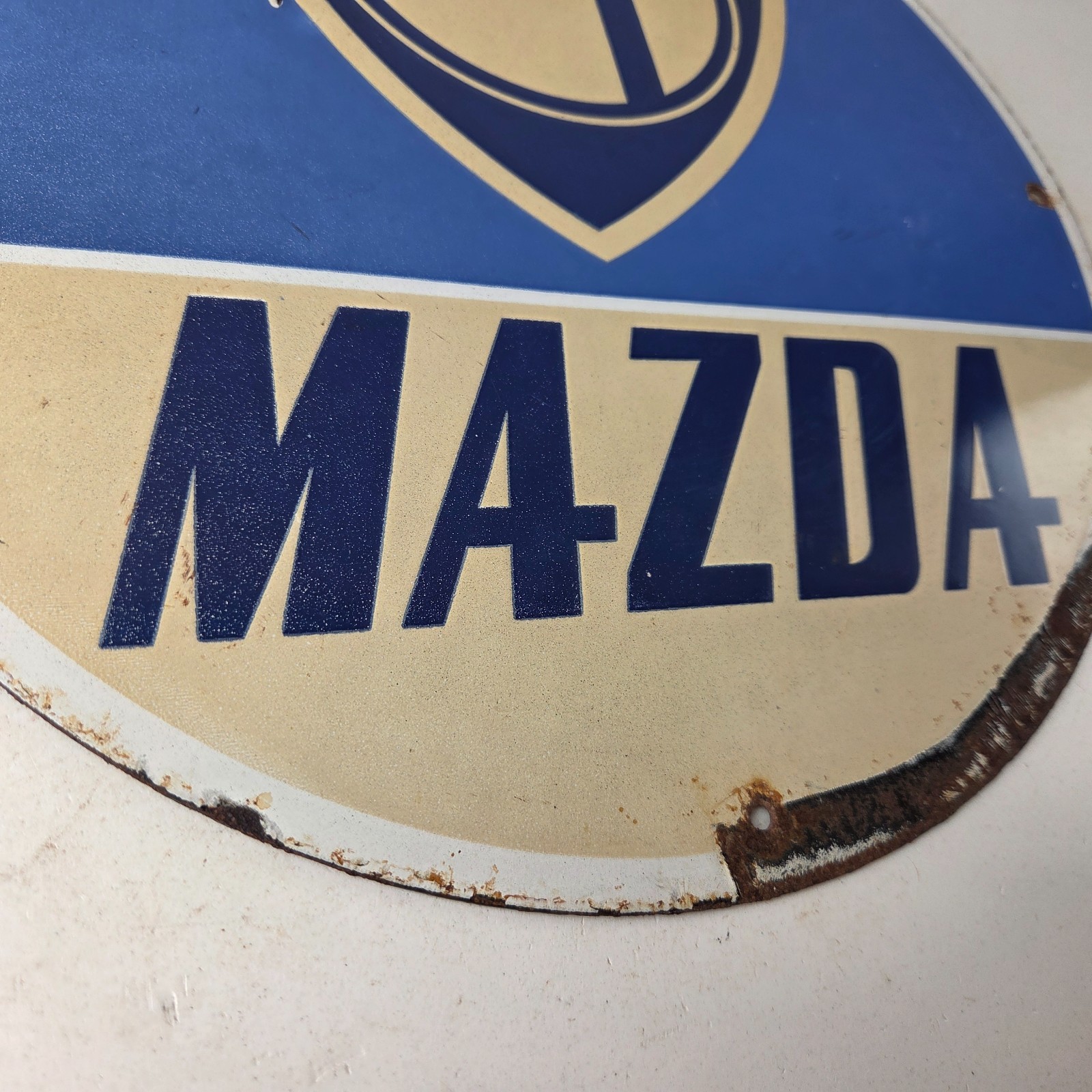 Vintage Mazda Porcelain Sign – Automobiles Mechanic Repair Shop Gas Pump Sign