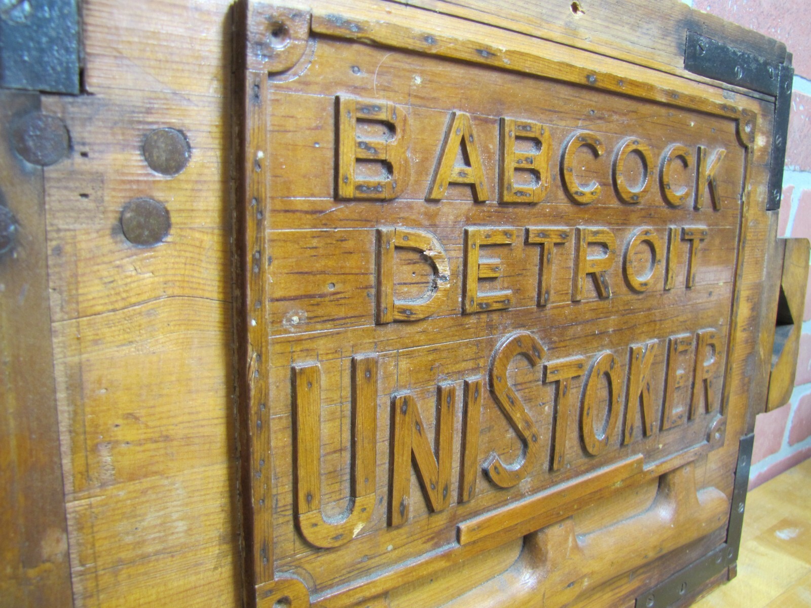 BABCOCK DETROIT UNISTOKER Orig Old Industrial Form Mold Sign Steampunk Machinery