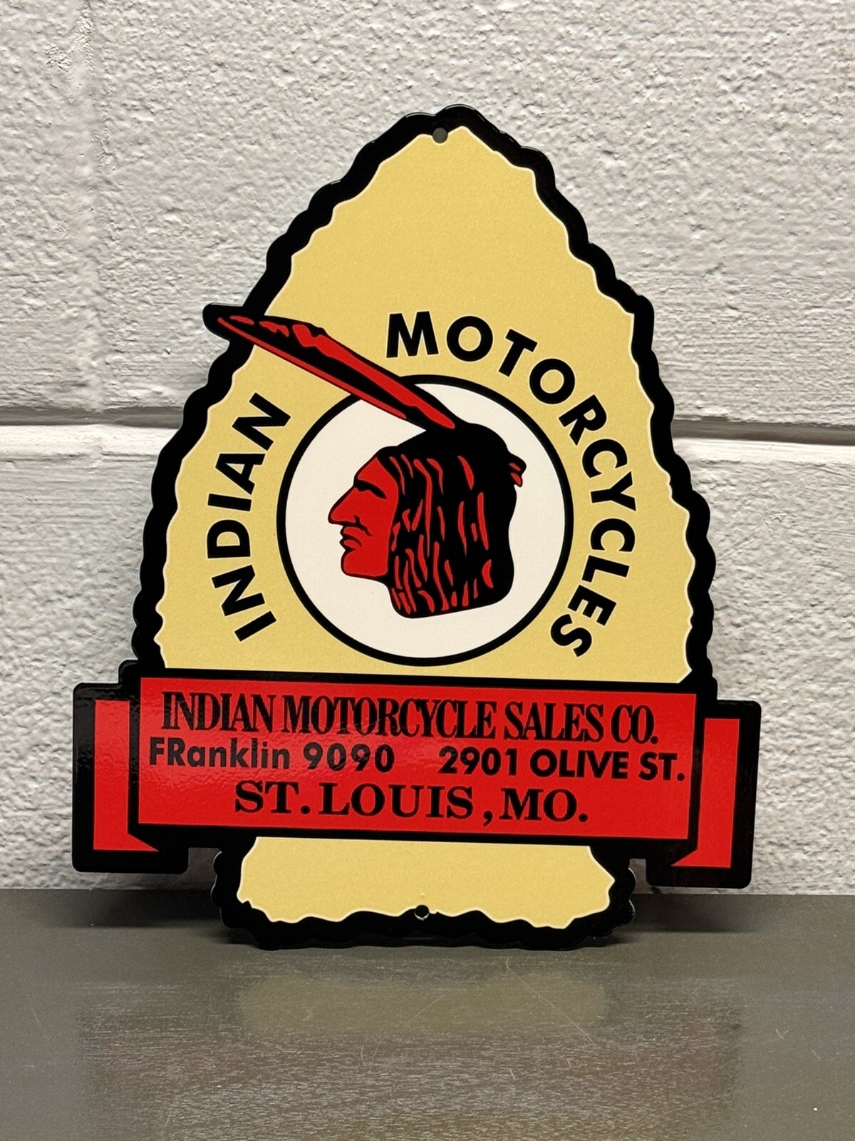 Indian Motorcycles Sales Service Thick Metal Sign Dealership Gas Oil Garage