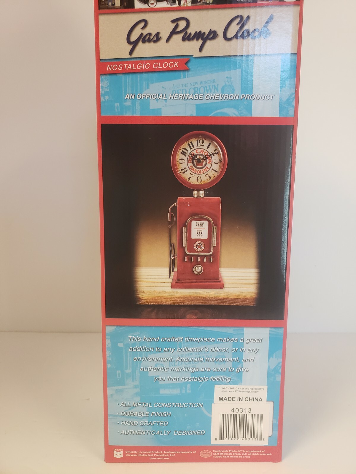 Chevron Red Crown Retro Gas Pump Clock