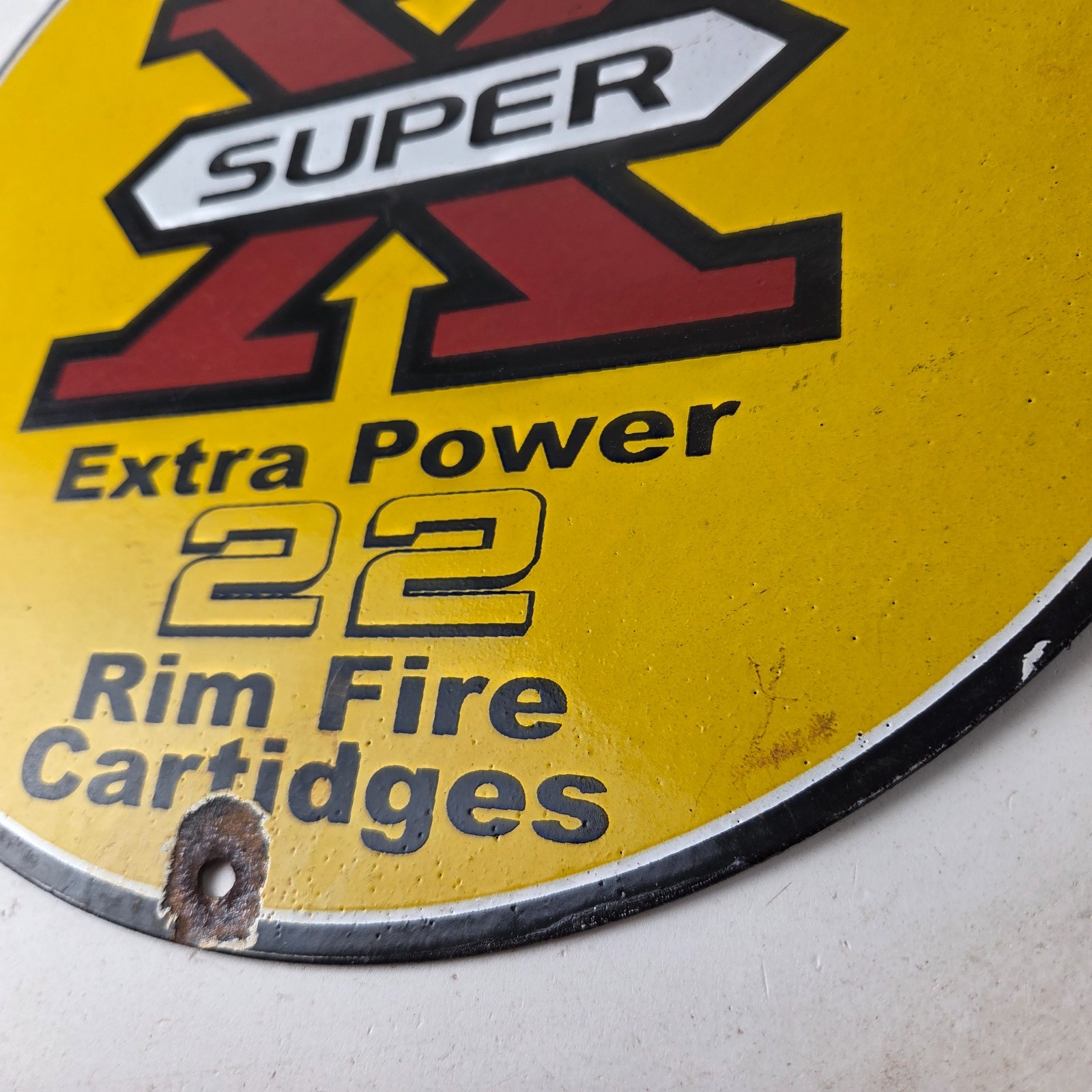 Vintage Western Ammo Firearms Sign – 22 Super X Gun Shop Porcelain Gas Pump Sign