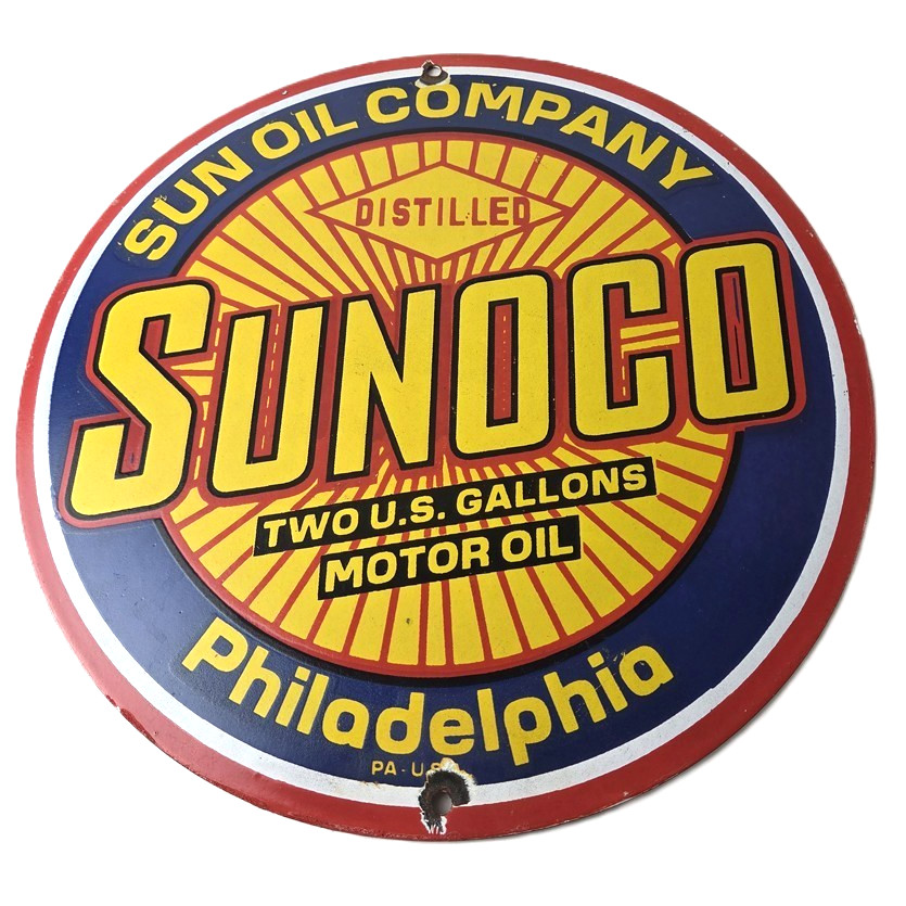Vintage Sunoco Racing Sign – Gas Service Station Porcelain Pump Sign