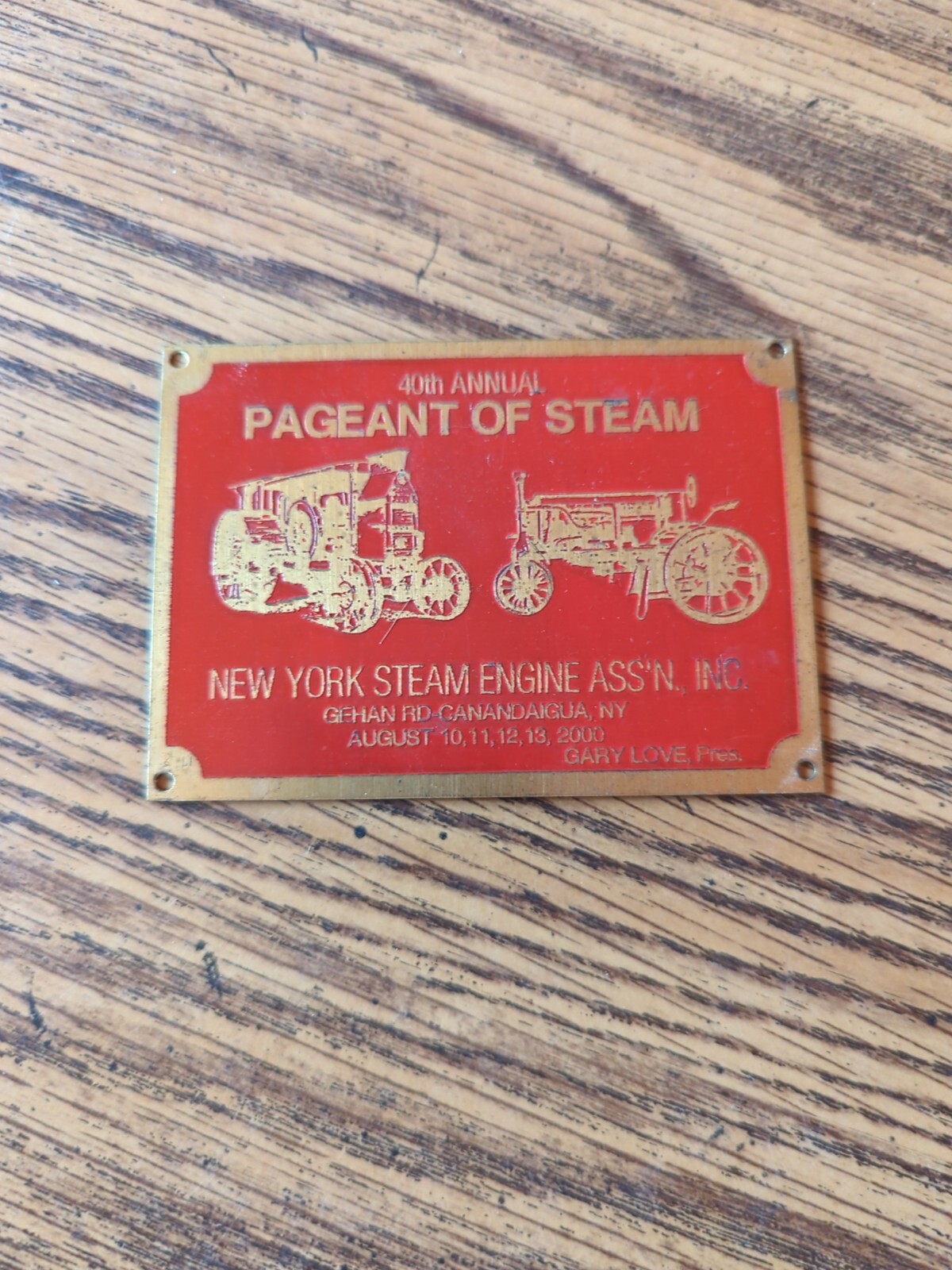 Vintage Pageant Of Steam Canandaigua NY Engine Assoc. Inc 2000 Brass Plaque