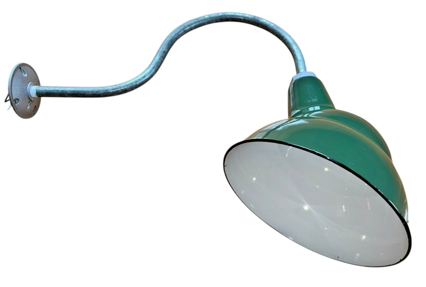 BIG Benjamin 12″ Gooseneck Sign Light 1930’s Green Porcelain Industrial Vintage