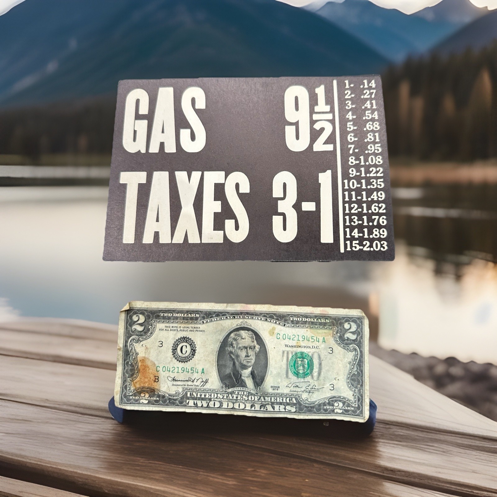 1 two side Visible Gas Service Station Pump Price Tax Paper Sign vtg 1920s rare