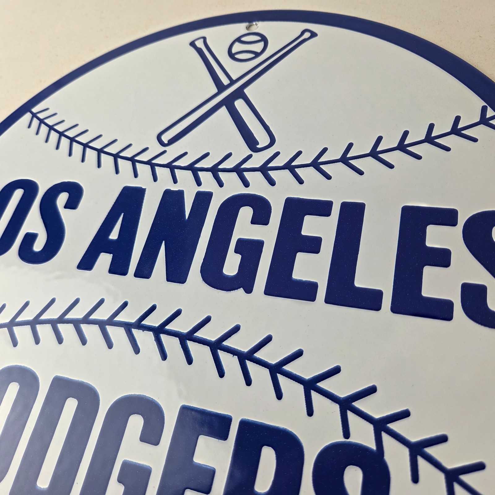 Vintage LA Dodgers Sign – MLB Baseball Stadium Porcelain Gas Pump Sign