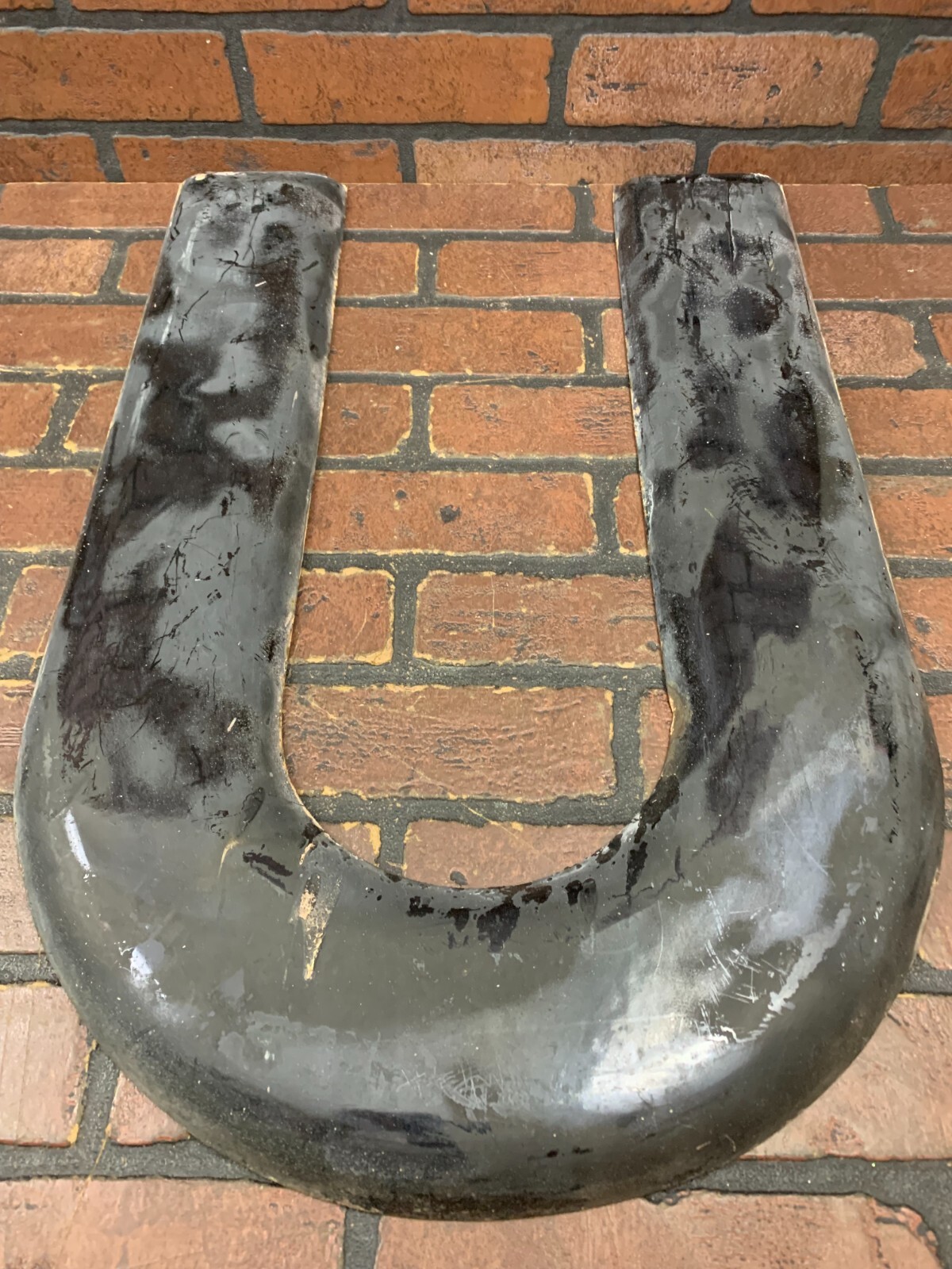 Vintage Porcelain Metal Sign Letters A U