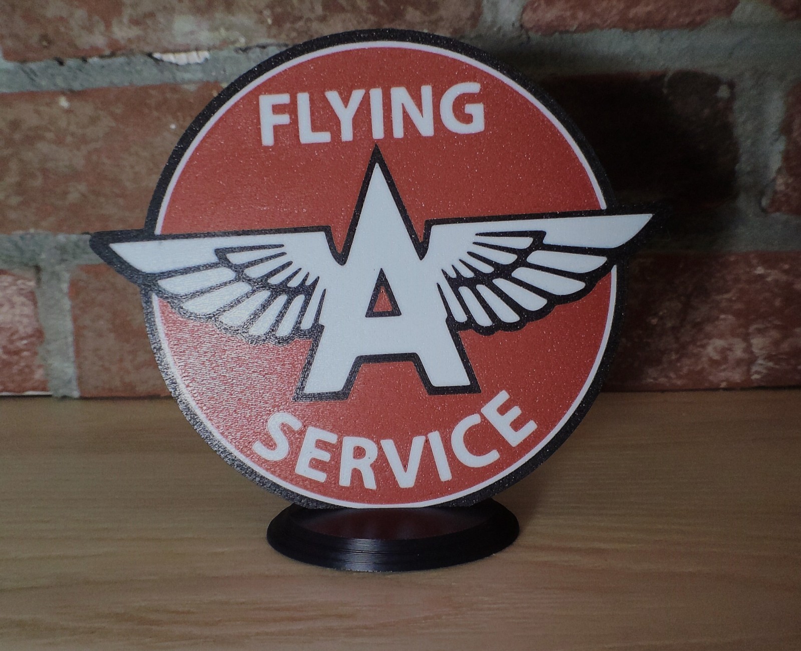 FLYING A SERVICE desktop sign with removable base almost 5 inches tall