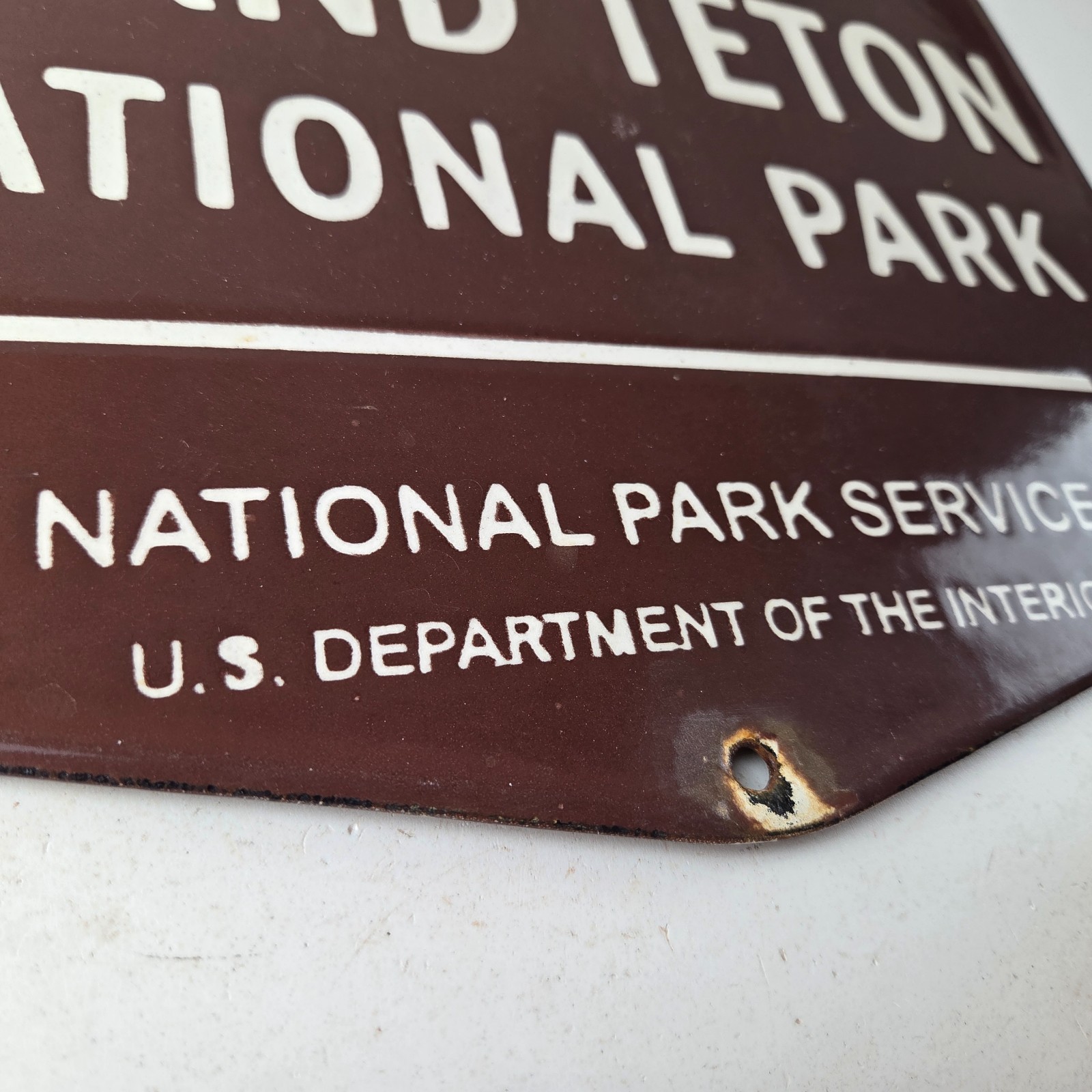 Vintage Grand Teton National Park Sign – Wyoming Cabins Forest Porcelain Sign