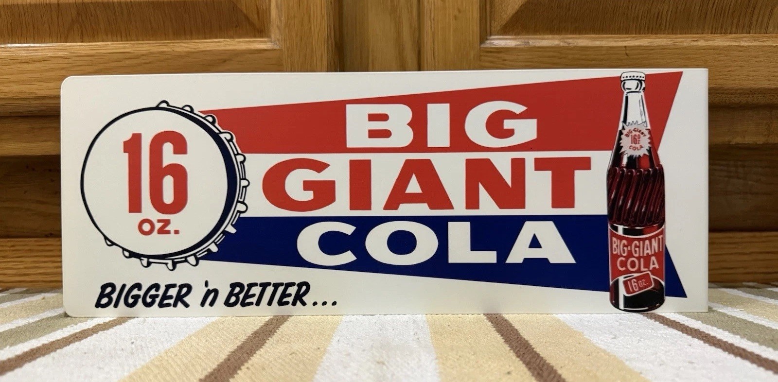 Big Giant Cola Soda Flange Sign Bottle 16 Oz. 2 Sided Vintage Style Wall Decor