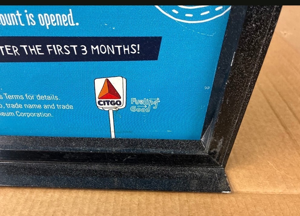 CITGO Double Sided Tin Gas Station Sign Gas Pump Globe Topper w/ Frame 10 cent C