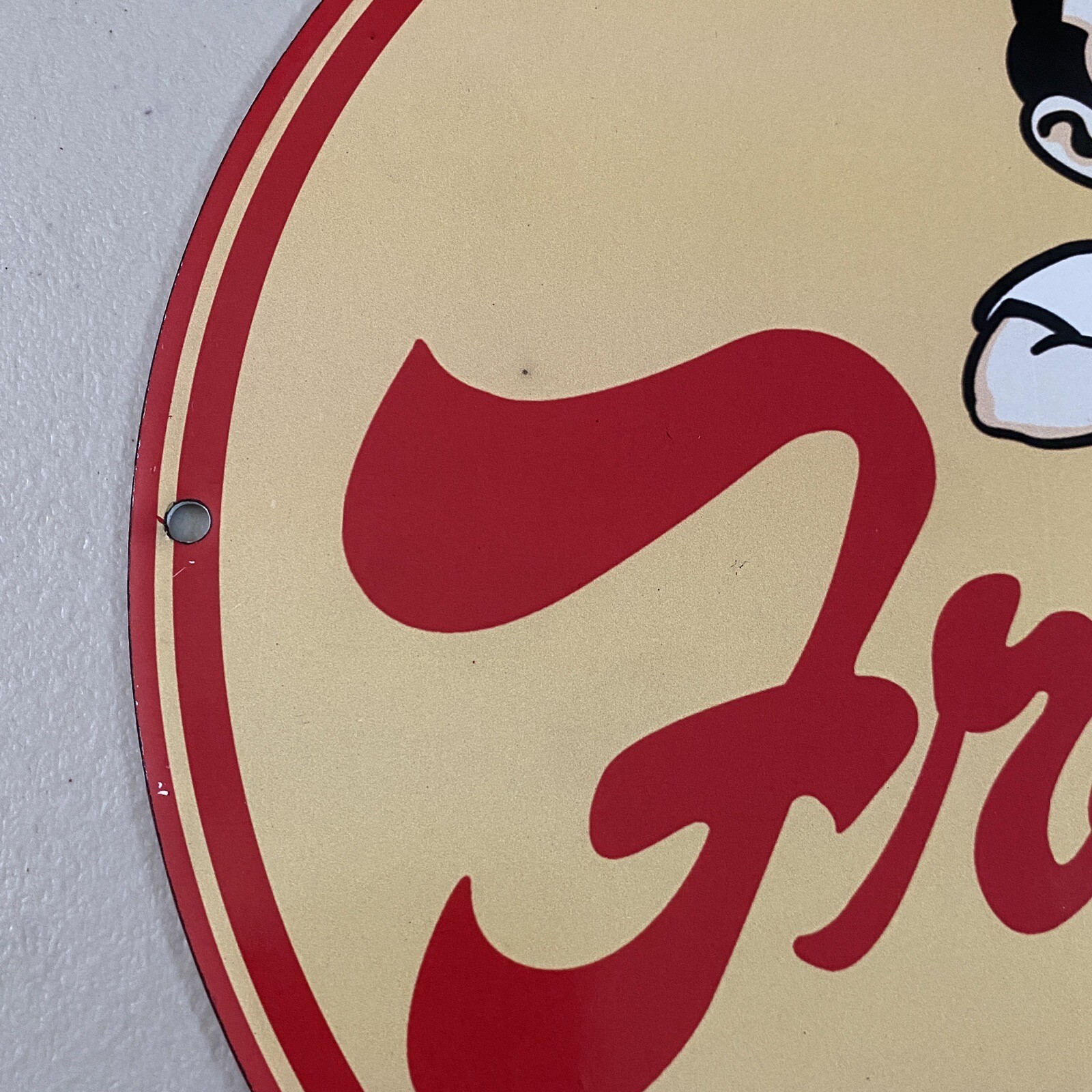 VINTAGE FRISCH’S BIG BOY PORCELAIN GAS OIL DINER BURGER FAST FOOD AD PUMP SIGN