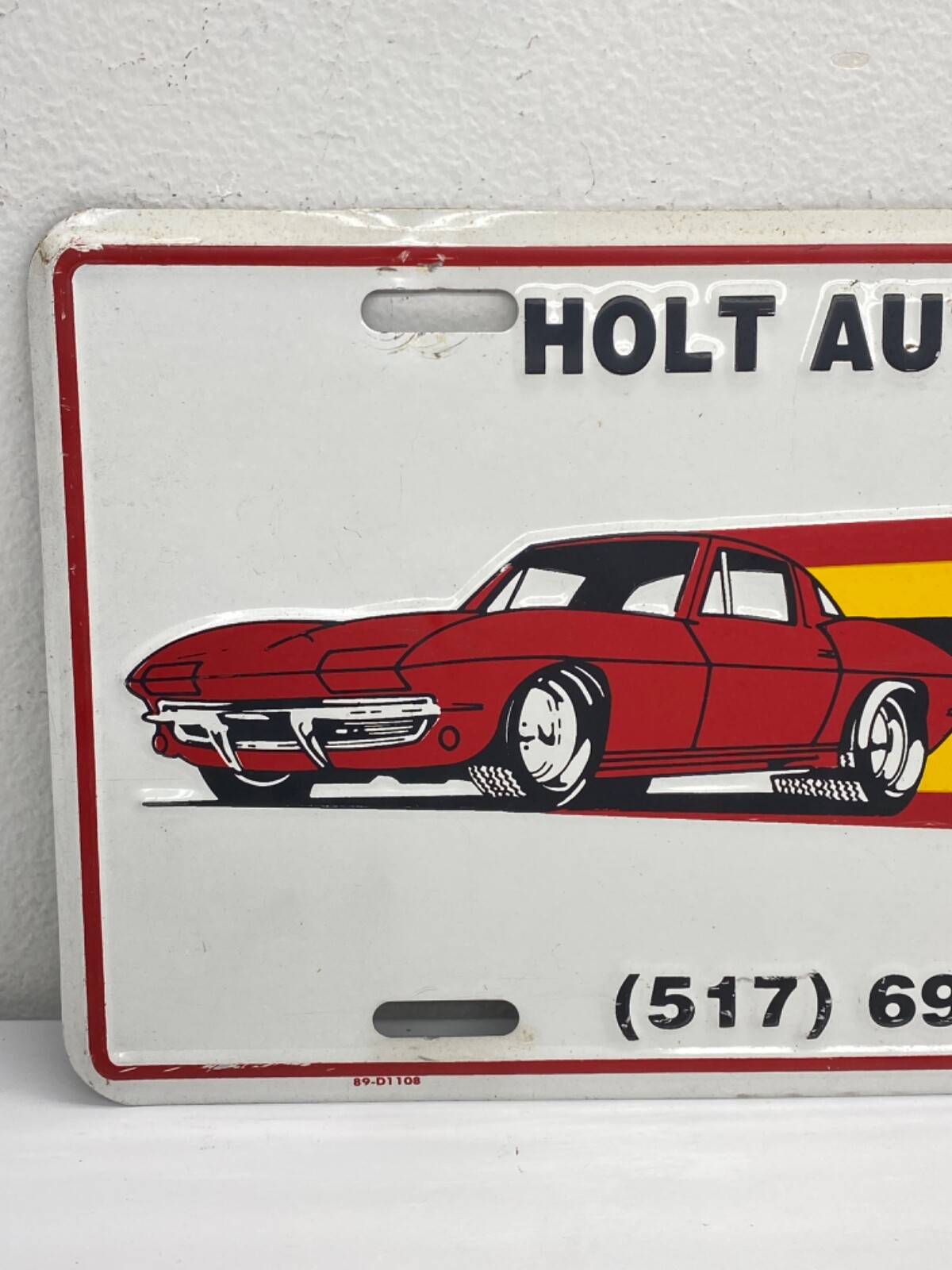 Vintage Michigan Holt Auto Sales Corvette Specialists Novelty License Plate CARS
