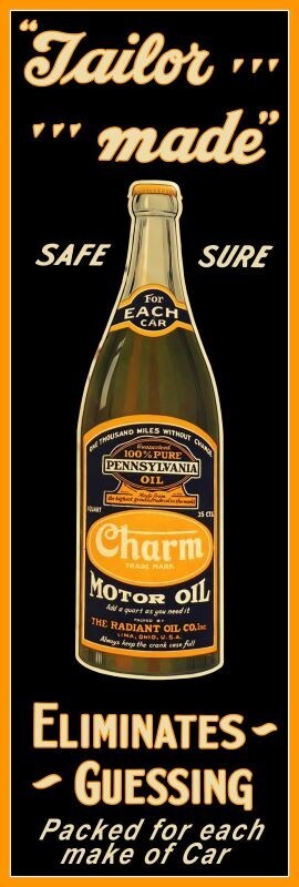 Charm Motor Oil of Lima, OhiO Vertical Style New Metal Sign: 6″x18″ Ships Free