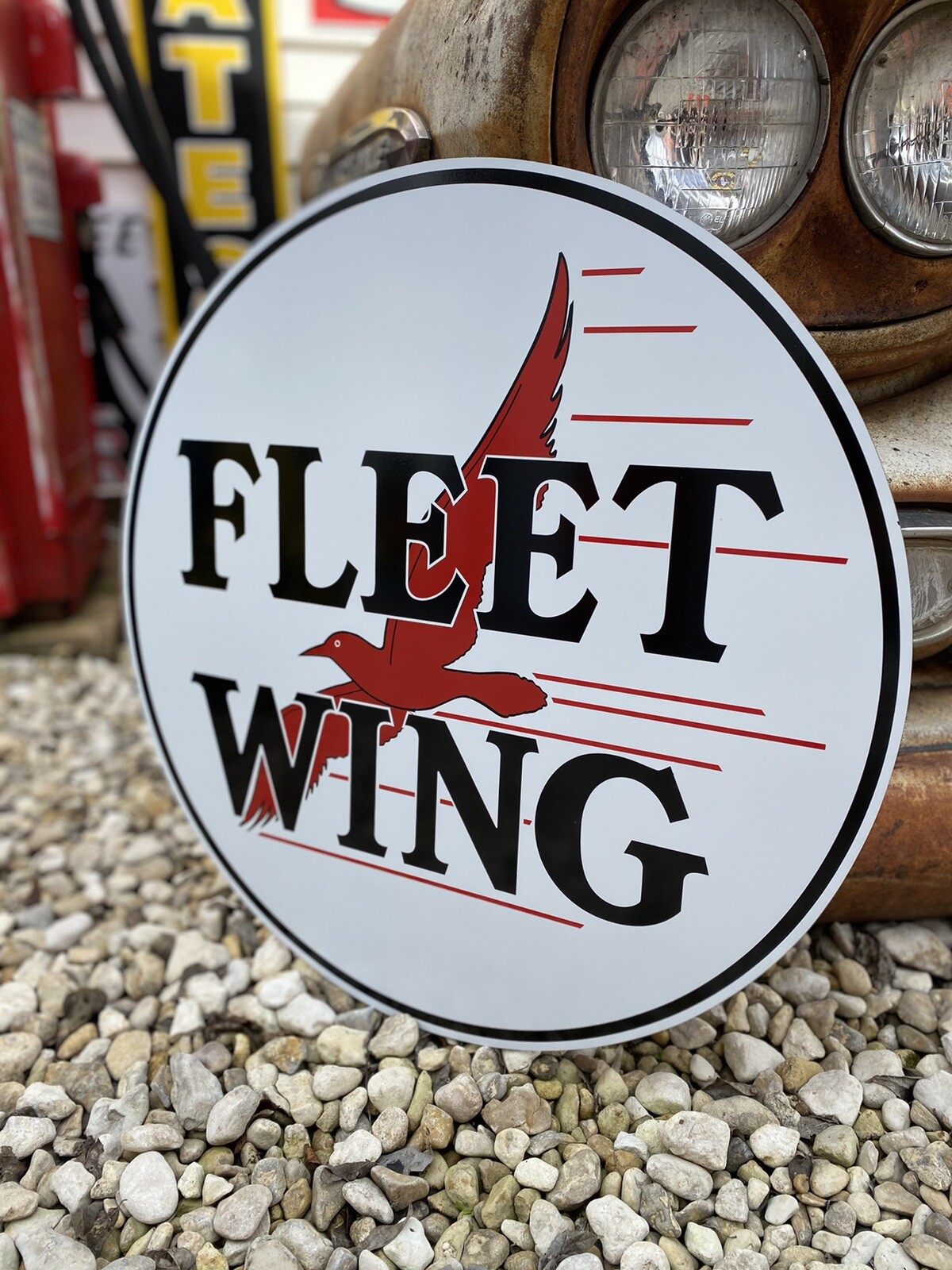Antique Vintage Old Style Fleet Wing Gas Oil Sign