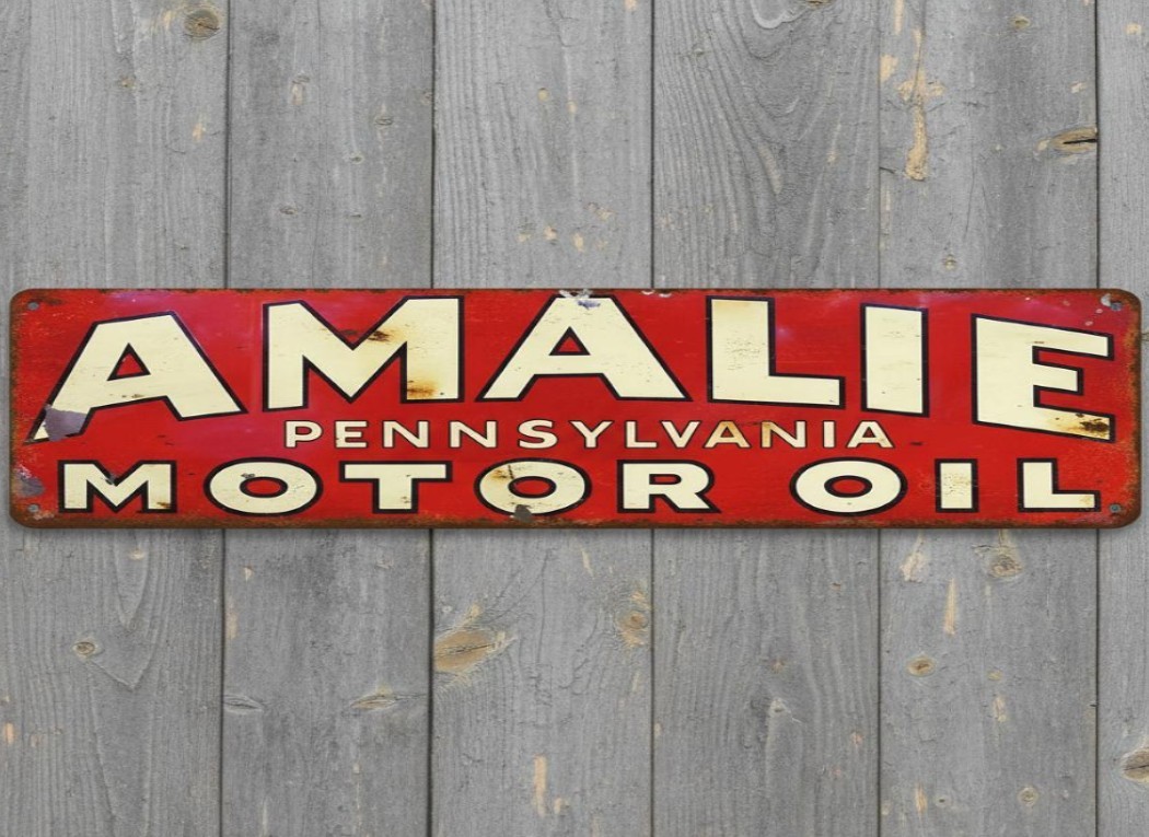 Amalie Pennsylvania Motor Oil 18″ x 4″ Vintage Novelty Metal Sign USA Made New!